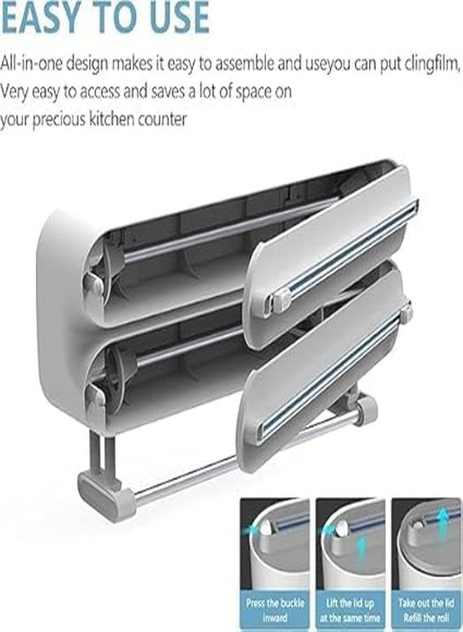 CHALISA Magnetic Foil Paper and Holder Plastic 3 in 1 Aluminum Foil and Plastic Wrap Organizer, Wall Mount Kitchen Wrap Organizer, Cling Wrap Dispenser with Paper Towel Holder - Image 4